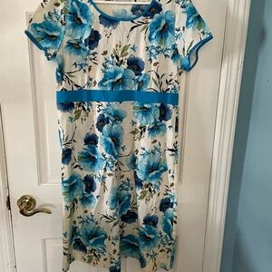 Jaclyn Smith Blue Flutter Sleeve Midi Sundress